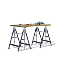 YS Chevalet de chantier télescopique pliable en acier, hauteur réglable 80-130 cm, revêtement poudré galvanisé, portable 1