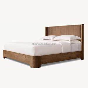 Мебель для спальни во французском стиле, современный американский дизайн, однотонная деревянная кровать из ротанга из дуба, каркасная панель, кровать для королевского Королевского домашнего использования - Product Image 1