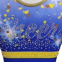 Nouveauté 2025 – Vente en gros : Tenues de pom-pom girl personnalisées avec strass bleus et jaunes pour équipes scolaires