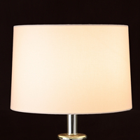 Lampe de table minimaliste en chrome noir, lampe de table en cristal, abat-jour blanc en forme de tambour, corps en verre ambiant, batterie AC pour chambres à coucher
