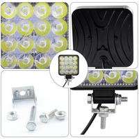 Barre lumineuse LED étanche DXZ pour voiture, 48W, 16 LED, carrée, 12V 24V, SUV, 4x4, camion, tracteur, tout-terrain