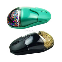 Souris filaire USB personnalisée en acrylique fantaisie avec liquide aquatique, motif animal, forme ovale, multicolores