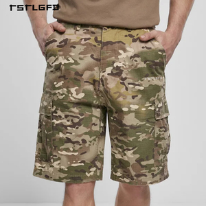 Shorts cargo camouflage pour hommes OEM ODM, grandes poches, respirants, boutons brodés, sergé de coton, mi-longs, vêtements tactiques - Product Image 1