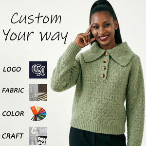 Suéter Vintage para Mujer, Tejido Grueso, con Botones, Color Verde Salvia, Tejido Suave, Ropa de Invierno <span class=keywords><strong>Retro</strong></span> y Moderna para Mujer - Product Image 1