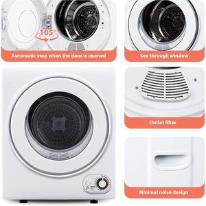 Secadora de Ropa Portátil Euhomy, 1.5 Pies Cúbicos, 850W, Tambor de Acero Inoxidable, Blanca, Compacta - Product Image 5