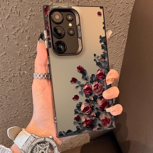 Étui rigide peint à l'huile de rose SP221 pour <span class=keywords><strong>Samsung</strong></span> Galaxy S24 Ultra S25 S23 S22 en couleur argent - Product Image 4