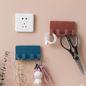 <b>Wall</b> Mounted Phone Holder With <b>Hooks</b> For <b>Keys</b> And Cables Multi Color Storage Rack For Bedroom Bathroom Desktop Organization - Product Image 3