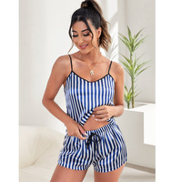 Set Piyama Satin untuk Wanita Seksi 2 Potong Pakaian Tidur Loungewear Daster Piyama Baju Tidur