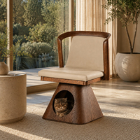 Maison pour animaux de compagnie en bois écologique de style minimaliste moderne pour chats et chiens - Meuble d'angle multifonctionnel durable pour le salon