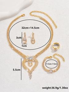 Exquisitos Conjuntos de Joyería Nupcial Chapados en Oro y Cobre Vintage con Collares, Pendientes, Pulseras y Accesorios de Diamantes de Imitación - Product Image 6