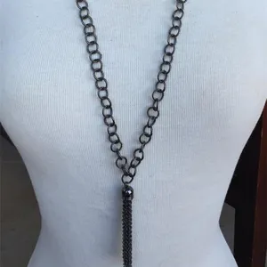 BS2011119 Long GunBlack Black Chain Necklace Rope Chains For Men