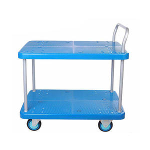 Carro de empuje manual de plástico de 3 niveles <span class=keywords><strong>Uni</strong></span>-Silent 250kgs Carro logístico de almacén móvil de cuatro ruedas OEM personalizable en el momento del pedido - Product Image 2