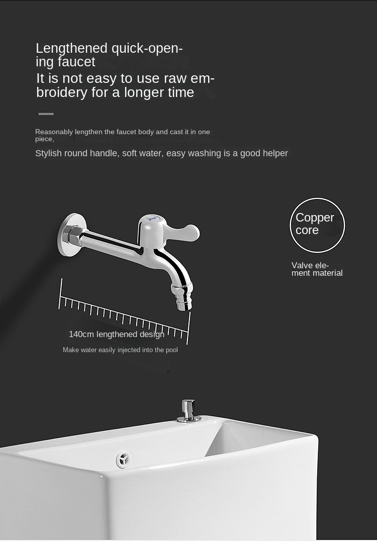 Wash Mop Pool with Drive Balcony Bathroom Geobasin Mop Ceramic Side Drainage Square Household Sink Mop Sink