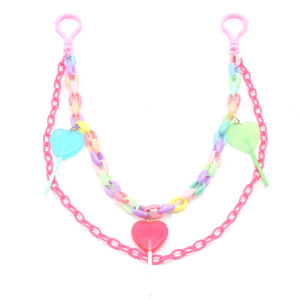 Cadena de cintura de plástico de doble capa con diseño de piruleta de corazón de melocotón, estilo casual urbano, joyería hip hop, decoración con colgante - Product Image 5