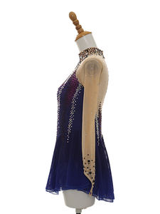 Costume de patinage artistique à manches longues pour femmes <span class=keywords><strong>Justaucorps</strong></span> de <span class=keywords><strong>gymnastique</strong></span> <span class=keywords><strong>rythmique</strong></span> Jupe en mousseline de soie scintillante - Product Image 2