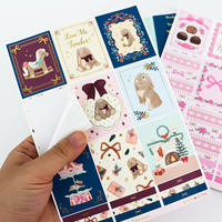 Feuille d'autocollants esthétiques personnalisés pour l'emballage de scrapbooking de journalisation avec de jolis motifs de style japonais et coréen