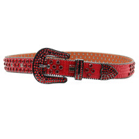 Ceinture de créateur perlée pour homme, style streetwear western Y2K, avec logo personnalisé, boucle en alliage, strass et cuir PU, 3,8 cm