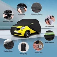 Wasserdichte Autoabdeckungen für 2007-2023 Smart Fortwo W451 (Schwarz) 190T Maßgefertigter Hochleistungs-Wasserschutz für Alle Wetterbedingungen im Freien