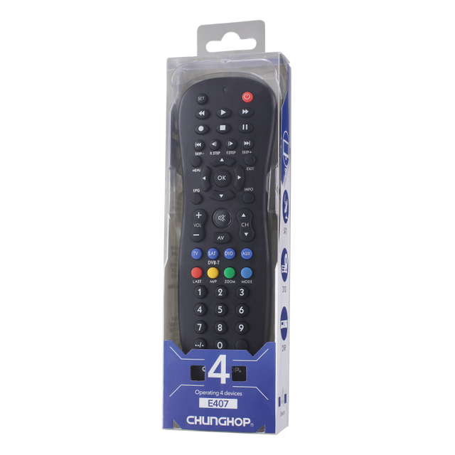 E407 Fixed Code Universal TV Remote Control with Digital LED Display AAA/Rechargeable Battery-Set Via Manual