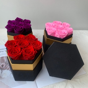 Lovebay Factory Sales Flores naturales Rosas eternas en caja de diamantes Flor inmortal Rosas reales preservadas en caja - Product Image 3
