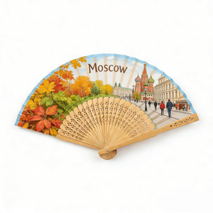 Ventaglio in Legno Personalizzato con Logo Stampato, Stile Mosca Russia, Vendita all'Ingrosso - Product Image 4