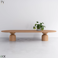 Table à manger ovale en chêne massif de style nordique moderne de haute qualité pour 8 personnes, pour villa, hôtel et salle à manger