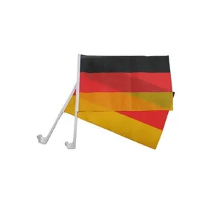 Bendera Jerman kuat untuk mobil termasuk klip dudukan plastik kipas 45x29 cm barang bendera mobil