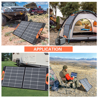Panneau solaire portable pliable monocristallin 18V 100W 23% d'efficacité 72 cellules QC3.0 Type-C Encapsulation ETFE Noir 2 volets