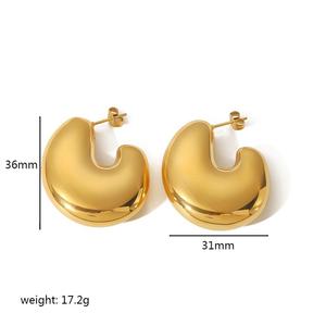 Pendientes Geométricos Tipo Huggie de Acero Inoxidable con Baño de Oro de 18K, Diseño Hueco de Burbuja, para Mujer, Joyería de Moda para Fiestas - Product Image 3