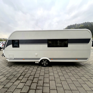 Modern Aluminum Mini Caravan Travel <b>Trailer</b> 4 Person Gray Slide Kitchen Independent Plastic Honeycomb <b>Floor</b> for Road Camping - Product Image 1