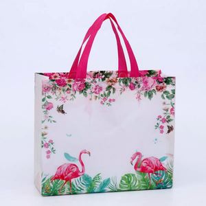 Custom Medium <b>Black</b> Apricot Splicing Waterproof Covered Non-woven Clothing Shopping <b>Bag</b> - Product Image 5