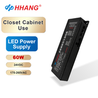 Alimentation 60W pour éclairage de placard et armoire de cuisine, transformateur LED 12V 24V, alimentation à découpage AC/DC pour éclairage LED
