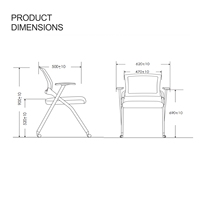 Chaise de formation ergonomique moderne en maille, pliable, avec cadre en alliage d'aluminium, accoudoirs réglables, pour conférences, écoles et bureaux
