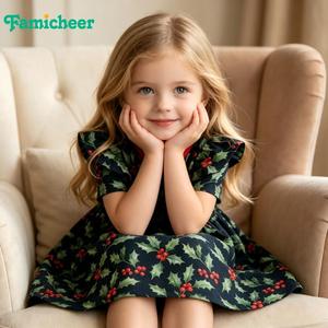 <span class=keywords><strong>Vestito</strong></span> da Principessa per <span class=keywords><strong>Bambina</strong></span> con Motivo Natalizio Personalizzato, in Cotone Morbido Ecologico, Delicato sulla Pelle, per Uso Quotidiano e All'aperto - Product Image 2