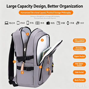 Waterproof School <b>Backpack</b> Large Capacity Student Bag Lightweight Softback Daypack for High School and College - Product Image 6
