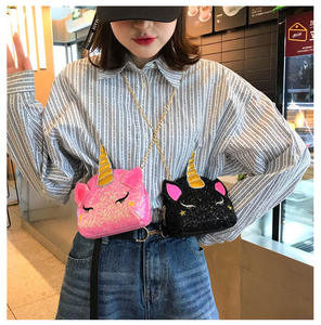Pullu omuzdan askili çanta çocuklar gökkuşağı sevimli glitter Unicorn Crossbody çanta hediye için - Product Image 6