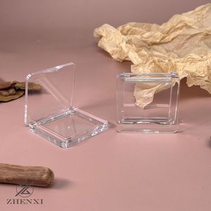 Fully Transparent Square Single Compartment Empty Cosmetic <b>Box</b> For Pressed Powder <b>Makeup</b> Organizer Portable DIY Sample Case - Product Image 2
