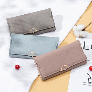 Women's <b>Long</b> Fashion Leather <b>Wallet</b> with Open Closure and Stone Pattern Featuring Polyester Lining and Buckle Closure - Product Image 2