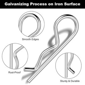 Galvanized Safety <b>Clips</b> 9 Sizes <b>Spring</b> Steel Bright Finish Construction Industry Use - Product Image 1