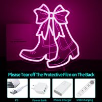 Neonawall Enseigne néon LED USB à intensité variable, certifiée IP65, motif Bottes à nœuds, pour la décoration de chambre et de style féminin