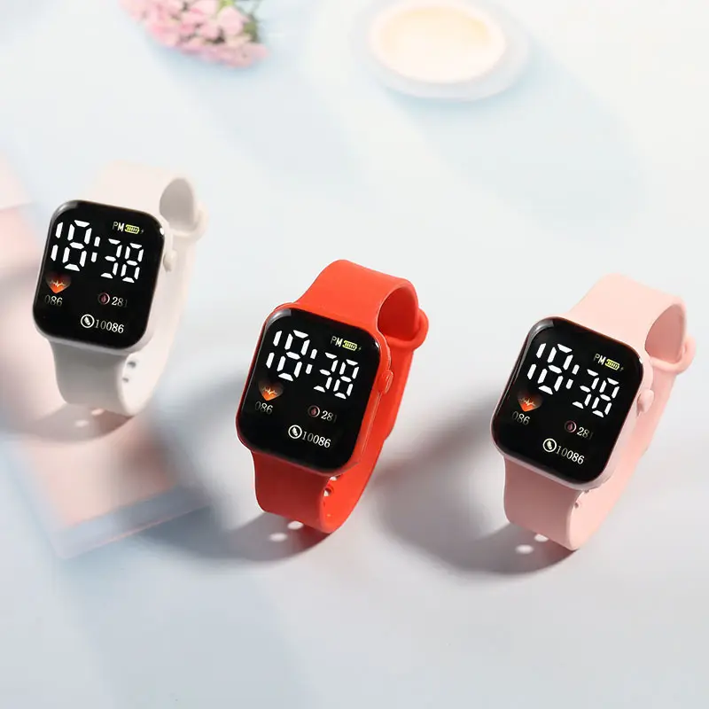 Reloj deportivo para mujeres y hombres, reloj digital LED electrónico, reloj femenino de silicona Simple informal a la moda