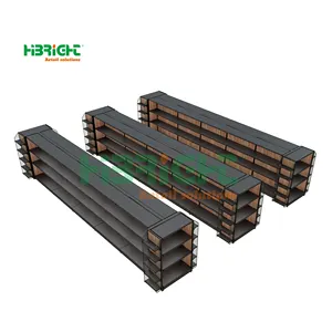 새로운 디자인 나무 뒤 패널 슈퍼마켓 선반 식료품 점 양면 곤돌라 선반