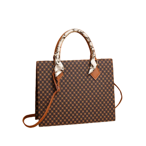 Vente chaude luxe grande capacité fourre-tout sac à main femmes en cuir PU fermeture à glissière sac fourre-tout avec foulard en soie en gros - Product Image 2