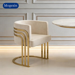 Chaises de salle à manger modernes européennes luxueuses avec accoudoirs, revêtement en flanelle, pour hôtel, maison, bureau et école - Product Image 2