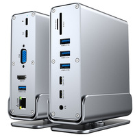 Hub USB-C de Aleación de Aluminio WFYEAR con Soporte para Tarjetas SD 2.0, 16 Puertos para Laptop y Teléfono, Estación de Acoplamiento Ethernet y Lector