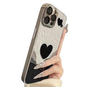 Custodia per <span class=keywords><strong>iPhone</strong></span> XP931 Black Heart Compatibile con Apple 16 Pro Max, Personalizzata, Nuova per 15, 14, 13, 11, Elettroplaccata, Creativa - Product Image 4