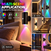 Lampu Malam LED Pintar Modern Sensor Gerak Jarak Jauh USB Isi Ulang RGB Gradien Lampu Ambient Dekorasi Kamar Tidur Meja Lemari Dinding