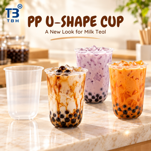 Vaso de PP en forma de U de 12 oz, PPCS-12, 95 mm, vaso de plástico PP con fondo redondo en forma de U, transparente, flexible, para boba, mercado, oficina, compatible con OEM y ODM. - Product Image 4