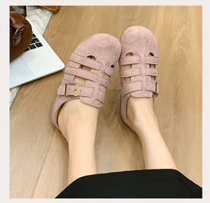 Women's Fashionable Summer Cowhide <b>Roman</b> <b>Sandals</b> New Soft-Soled Closed- Toe Design with Breathable Hollowed-Out Feature - Product Image 5