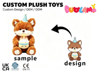 Peluche Renard d'Anniversaire en Coton Adorable, Jouet Doux en Peluche pour Enfants, Cadeau de Fête d'Anniversaire, Décoration Personnalisée OEM